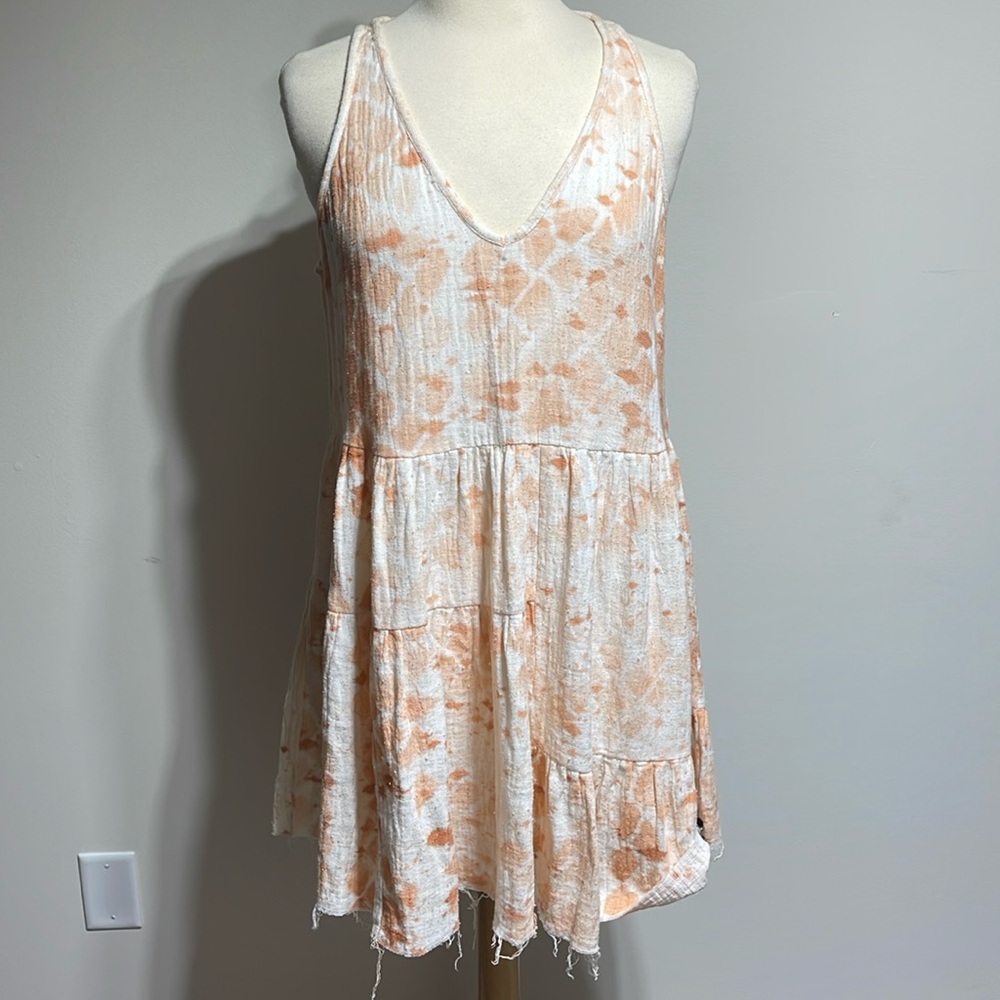 One Teaspoon Coral/Orange Cotton V-Neck Throw On Dress